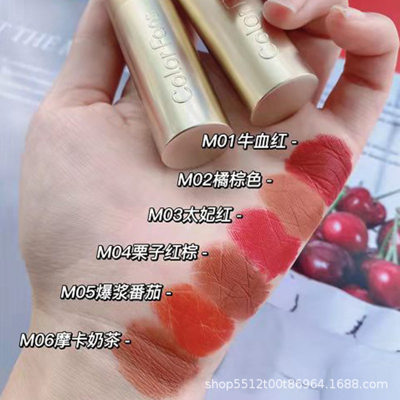 Lipstick Wholesale Fan Toner Silk Gold Tube Texture Matte Mist Lipstick Moisturizing Lipstick Affordable Niche Student Party